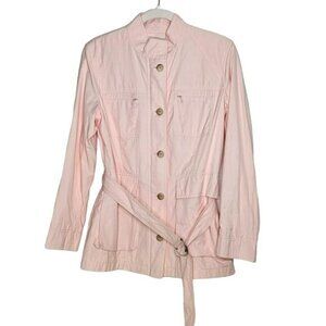 J.Jill Soft Pink Trench Style Jacket Fully‎ Lined Belted With 4 Pockets sz XS